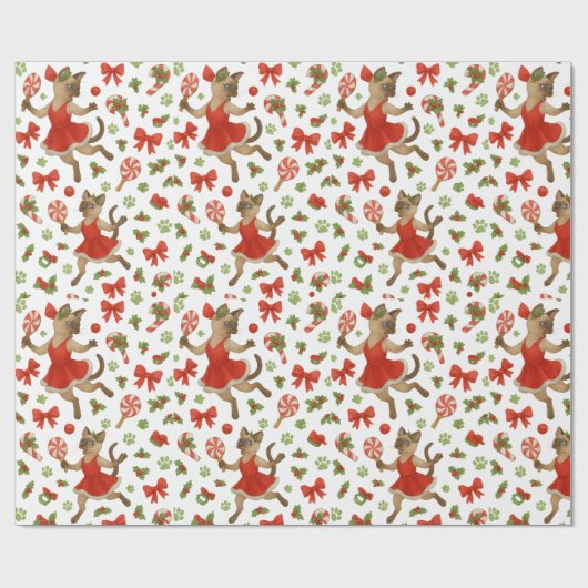 Ping Pong Christmas Themed for Siamese Cat Lovers  ラッピングペーパー (フラット)