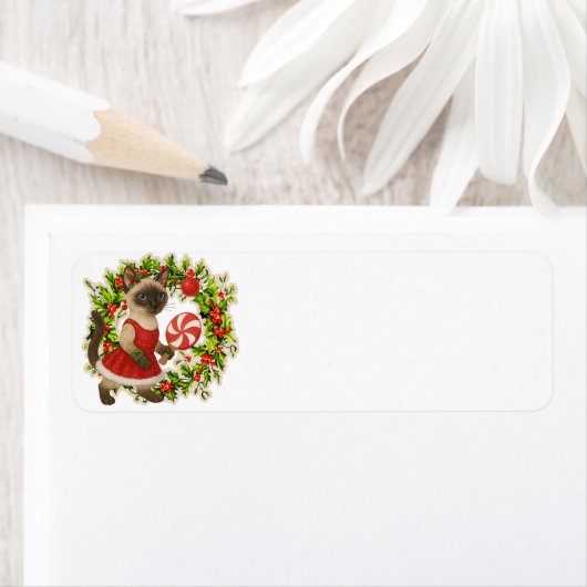 Ping Pong Christmas Themed for Siamese Cat lovers ラベル (インサイチュ)