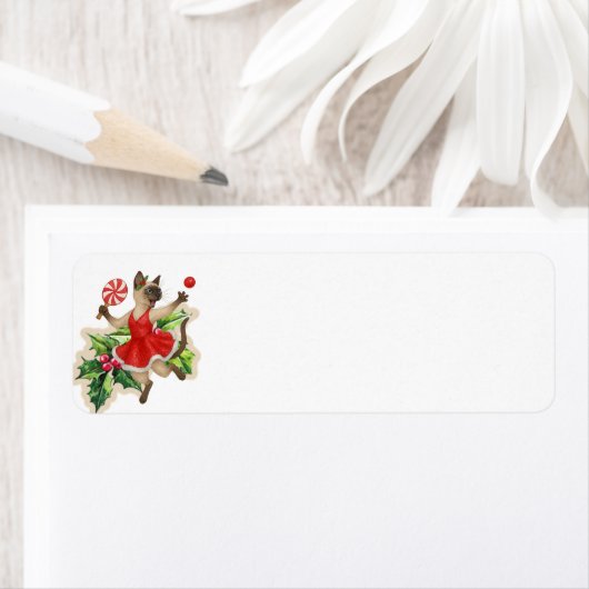 Ping Pong Christmas Themed for Siamese Cat lovers ラベル (インサイチュ)