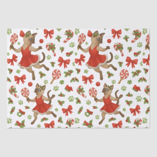 Ping Pong Christmas themed for Siamese Cat Lovers  薄葉紙 (正面)
