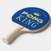 PING PONG KING名編集可能な青い金ゴールド両面 卓球ラケット (正面アングル)