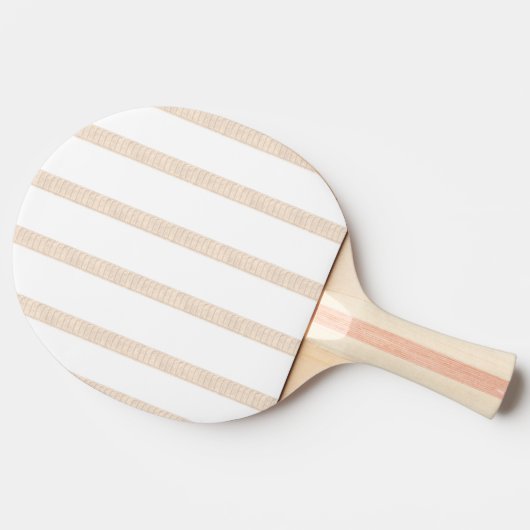 Ping Pong Paddle Beige & White Stripe 卓球ラケット (横)