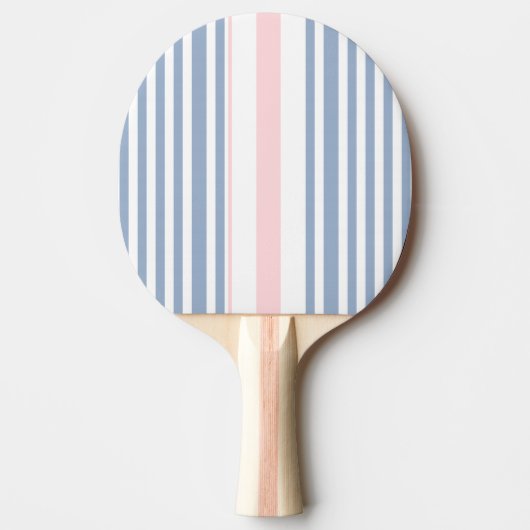 Ping Pong Paddle Blue Pink & White Stripe 卓球ラケット (正面)