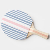 Ping Pong Paddle Blue Pink & White Stripe 卓球ラケット (横)