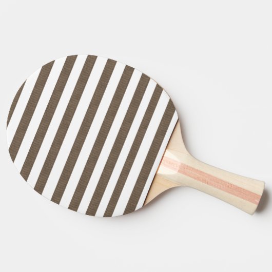 Ping Pong Paddle Brown & White Stripe 卓球ラケット (横)