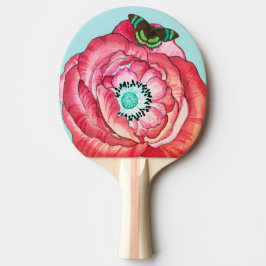 PING PONG PADDLE ORANGE POPPY AND BUTTERFLY 卓球ラケット