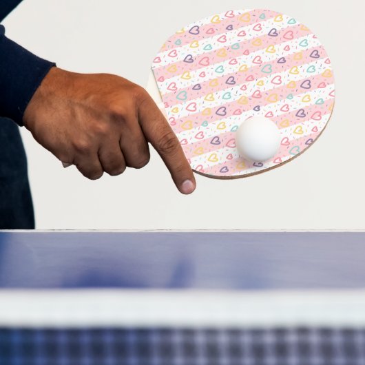 Ping Pong Paddle Pink & White Stripe Hearts 卓球ラケット (インサイチュ)