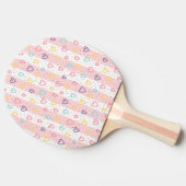 Ping Pong Paddle Pink & White Stripe Hearts 卓球ラケット (横)