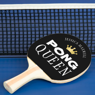 PING PONG QUEEN名編集可能ブラック両面 卓球ラケット