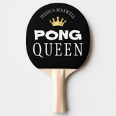 PING PONG QUEEN名編集可能ブラック両面 卓球ラケット (正面)