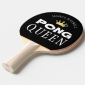 PING PONG QUEEN名編集可能ブラック両面 卓球ラケット (正面アングル)
