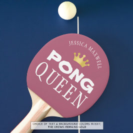PING PONG QUEEN編集可能パーソナライズされたバラ金ゴールド 卓球ラケット