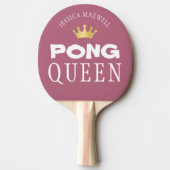PING PONG QUEEN編集可能パーソナライズされたバラ金ゴールド 卓球ラケット (正面)