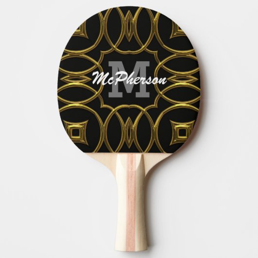 Ping Pong Royal Pattern with monogram and name 卓球ラケット (正面)