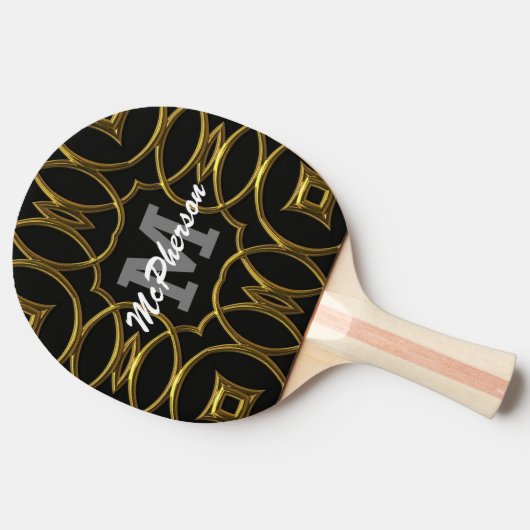 Ping Pong Royal Pattern with monogram and name 卓球ラケット (横)