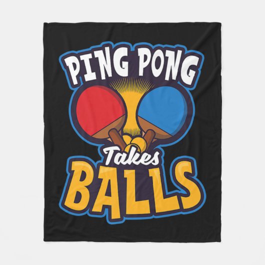 Ping Pong Takes Balls Design Table Tennis フリースブランケット (正面)