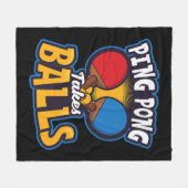 Ping Pong Takes Balls Design Table Tennis フリースブランケット (正面(横))