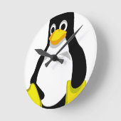 Pingouin Linux Tux ラウンド壁時計 (傾斜)
