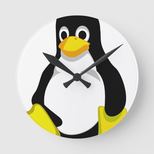 Pingouin Linux Tux ラウンド壁時計 (正面)