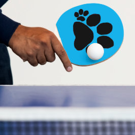 Pingpongパドル – 右Polydactyl Pawprint on Blu 卓球ラケット