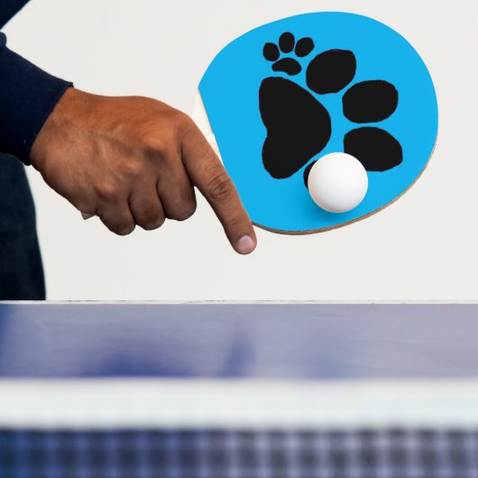 Pingpongパドル – 右Polydactyl Pawprint on Blu 卓球ラケット (インサイチュ)
