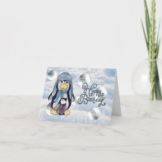 Pinguin mit Kind Karte カード (正面)