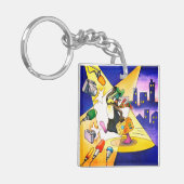 Pinguin mit Koffer Acryl Schlüsselanhänger キーホルダー (正面左)