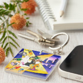 Pinguin mit Koffer Acryl Schlüsselanhänger キーホルダー (正面右)