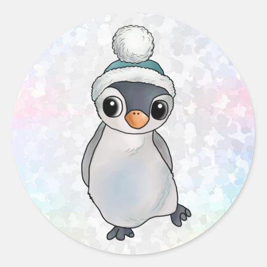 Pinguin mit Mütze ラウンドシール (正面)