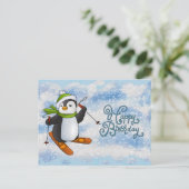 Pinguin mit Ski Karte ポストカード (スタンド正面)