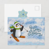Pinguin mit Ski Karte ポストカード (正面/裏面)