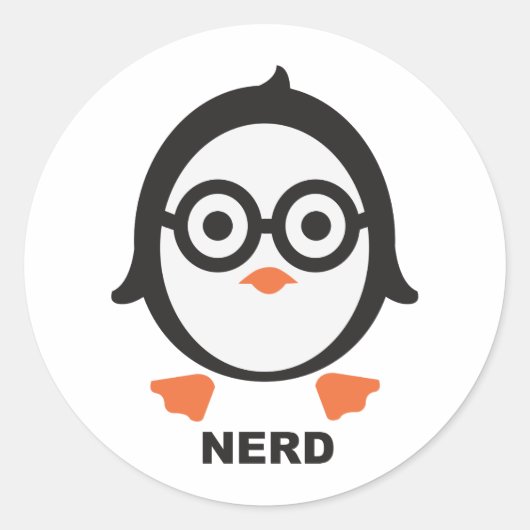 Pinguin - nerd - penguin ラウンドシール (正面)