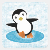 Pingüino patinando en la nieve スクエアシール (正面)