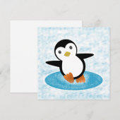 Pingüino patinando en la nieve 招待状 (正面/裏面)