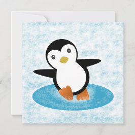 Pingüino patinando en la nieve 招待状