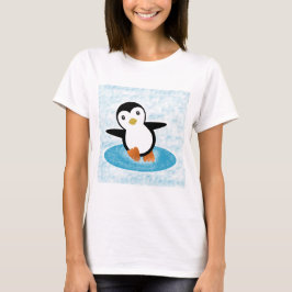 Pingüino patinando en la nieve tシャツ