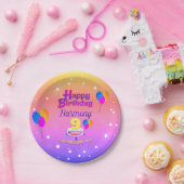 PINKおよび金ゴールドハッピーバースデー ペーパープレート (パーティー)