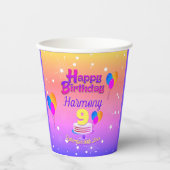 PINKおよび金ゴールドハッピーバースデー 紙コップ (正面)