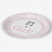 PInkかわいらしフローラ女の子ベビーシャワー ペーパープレート (アングル)