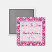 PINKとBLACKの磁石の日付を結婚保存する マグネット (正面/裏面)