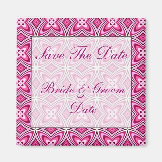 PINKとBLACKの磁石の日付を結婚保存する マグネット (正面)