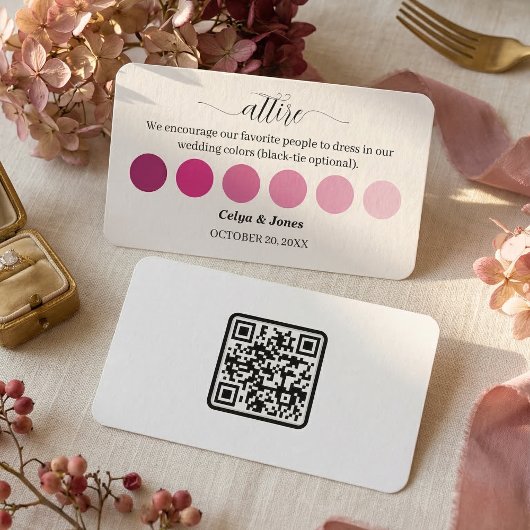 PINKの秋の結婚式の服装コードパレット エンクロージャーカード