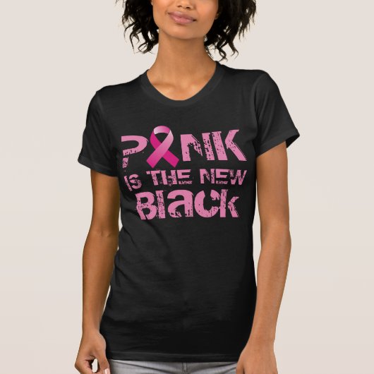 Pinkは新しいブラックリボンTシャツ Tシャツ (正面)