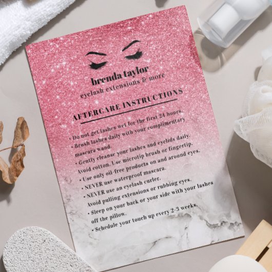 PInkグリッター大理石アフターケアの手順 名刺