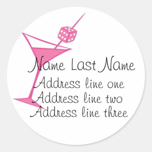 PInkサイコロMartiniステッカー ラウンドシール (正面)