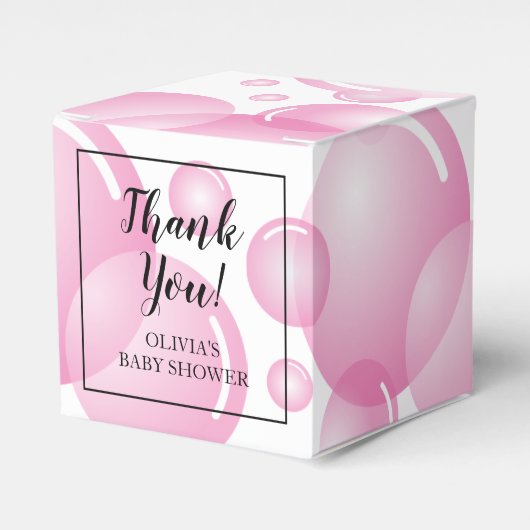 PInkシャボン玉ガールベイビー感謝していシャワーユーパーティー フェイバーボックス (正面サイド)