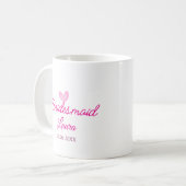 PINKハートミニマルの名前の追加bridesmaidギフト年 コーヒーマグカップ (正面左)
