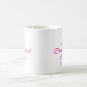 PINKハートミニマルの名前の追加bridesmaidギフト年 コーヒーマグカップ (中央)