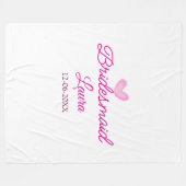 PINKハートミニマルの名前の追加bridesmaidギフト年 フリースブランケット (正面(横))