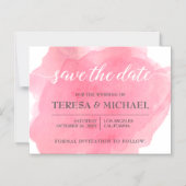 Pinkパーソナライズされたのスクリプ結婚トを保存 マグネット招待状 (正面)